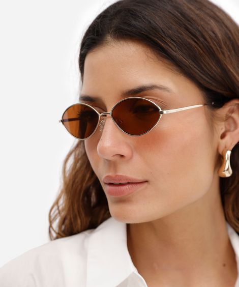 óculos de sol feminino gatinho de metal triton dourado