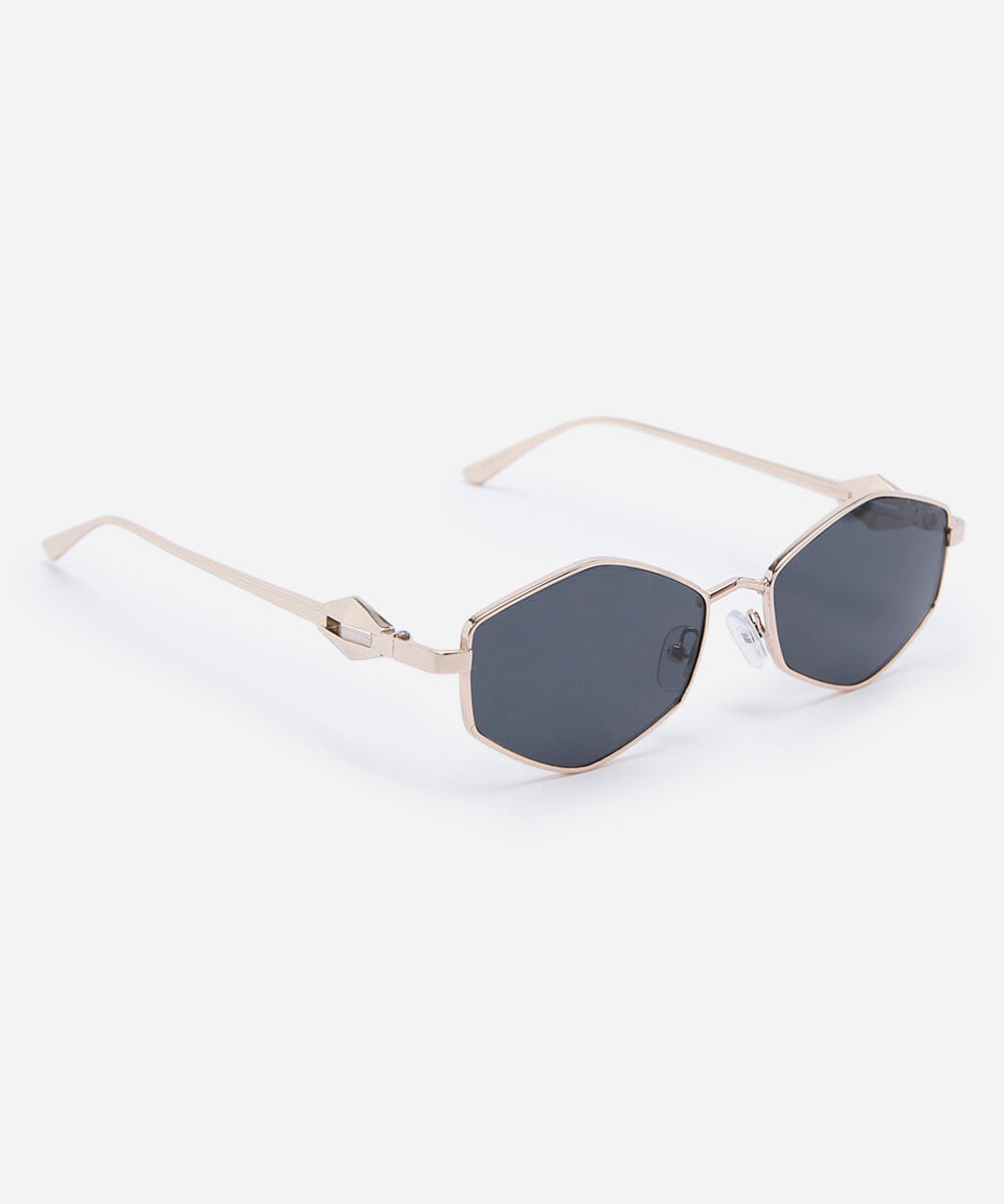 óculos de sol feminino geométrico de metal triton dourado