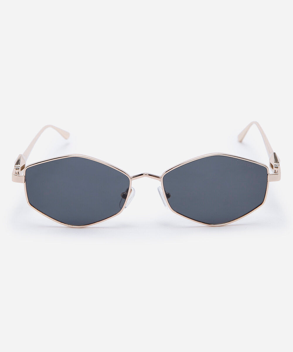 óculos de sol feminino geométrico de metal triton dourado