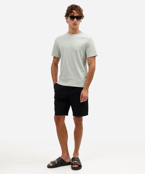 bermuda masculina de sarja cós elástico com bolso preta