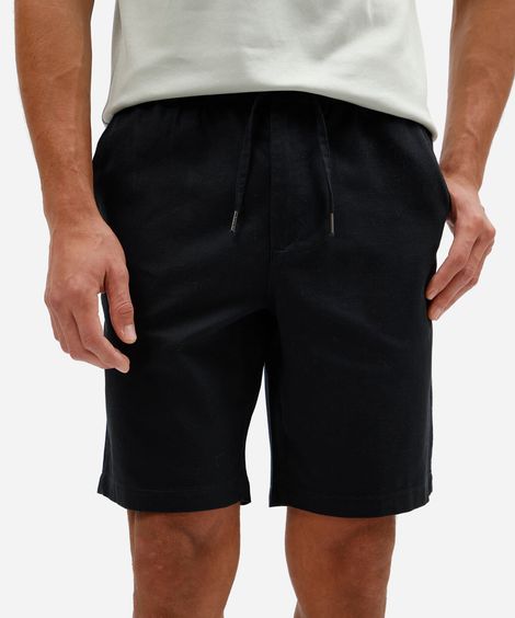 bermuda masculina de sarja cós elástico com bolso preta