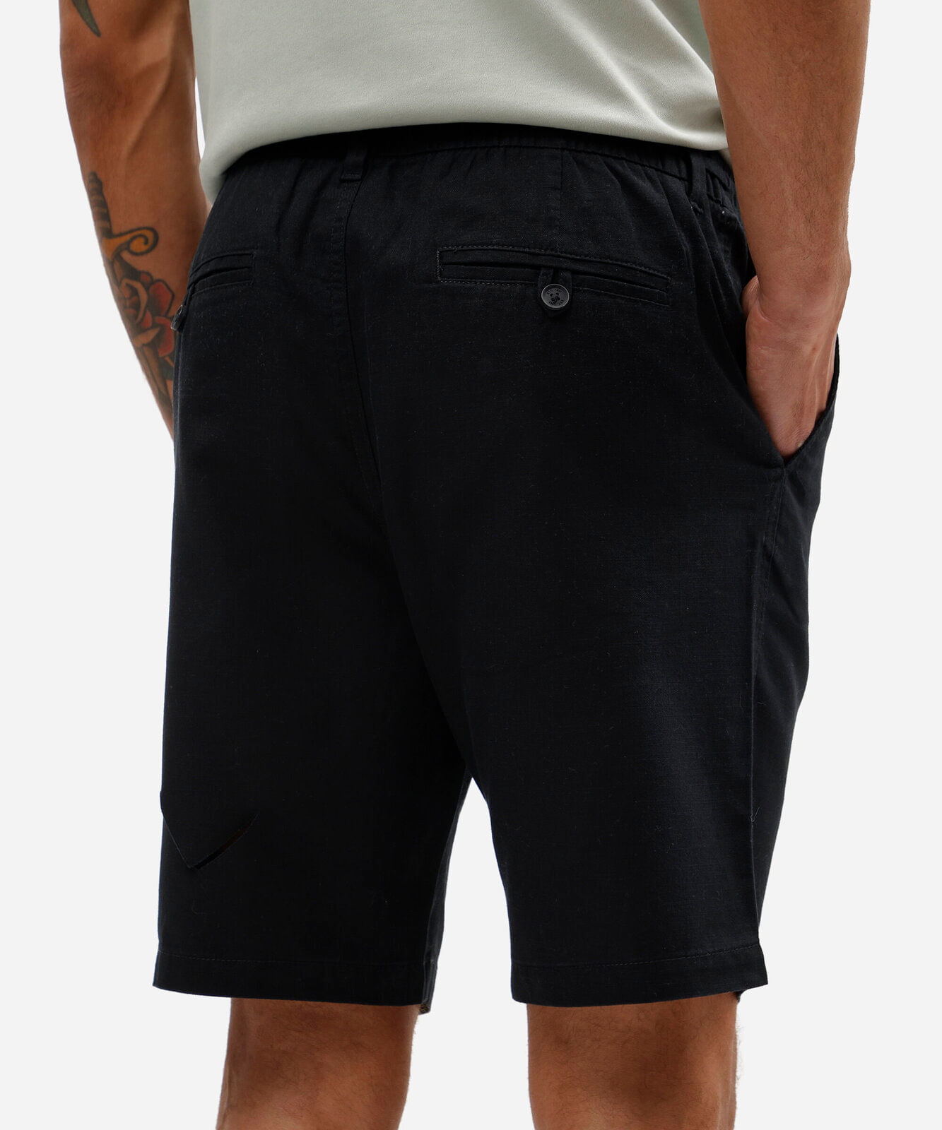 bermuda masculina de sarja cós elástico com bolso preta