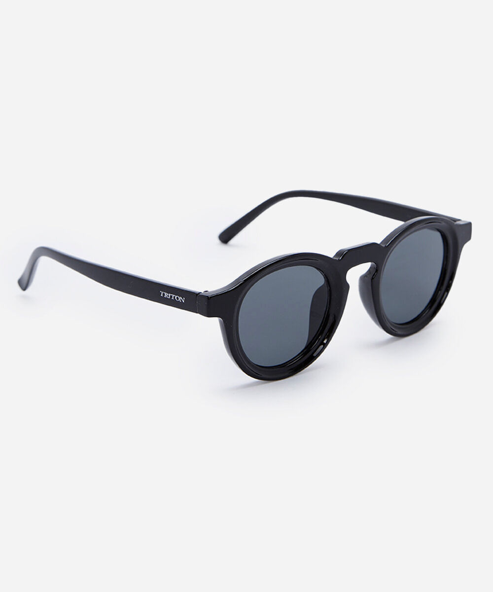 óculos de sol unissex redondo de acetato triton preto
