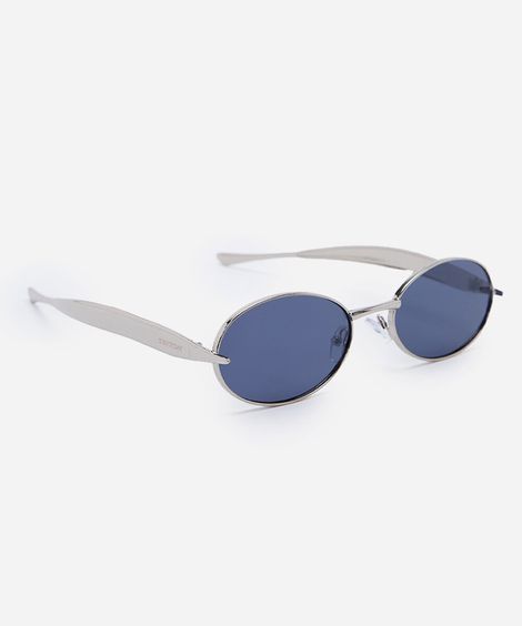 óculos de sol feminino oval de metal triton prata