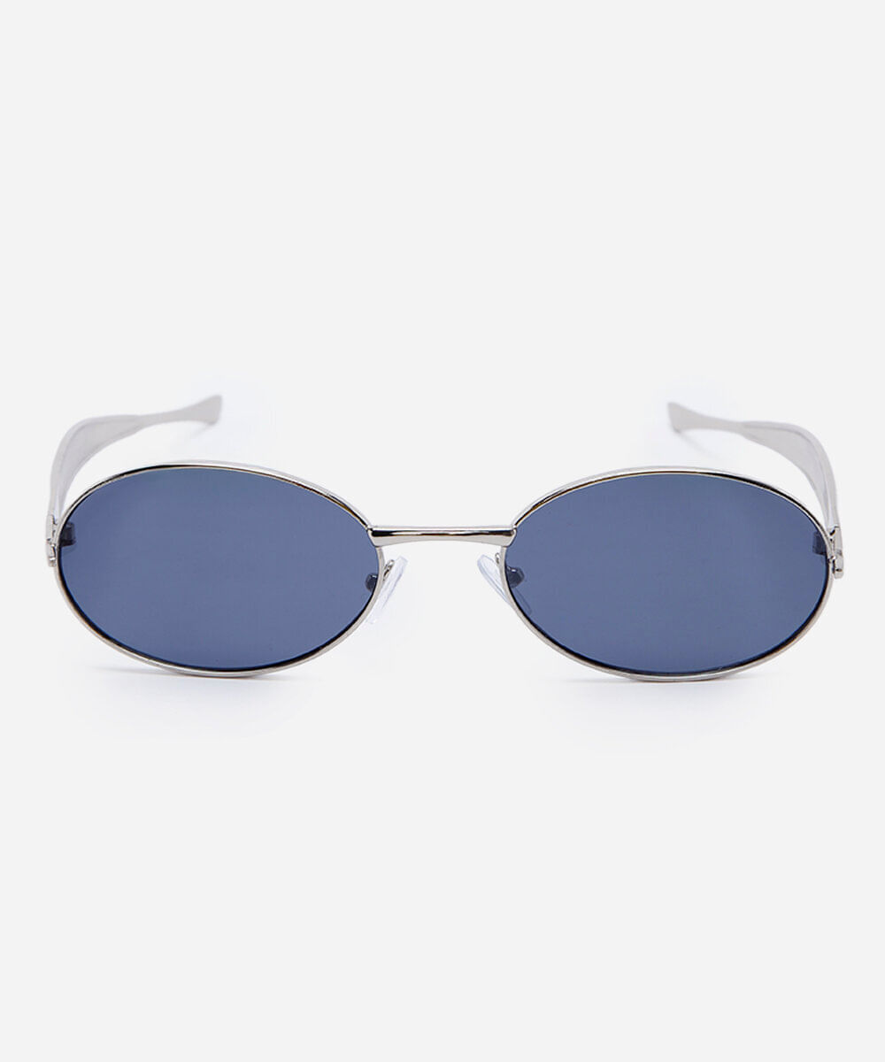 óculos de sol feminino oval de metal triton prata