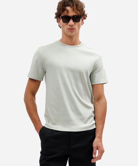 camiseta slim fit masculina de algodão peruano manga curta verde