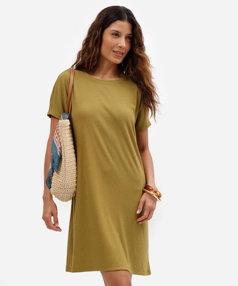 vestido curto feminino com viscose canelado verde
