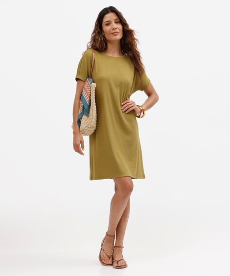 vestido curto feminino com viscose canelado verde