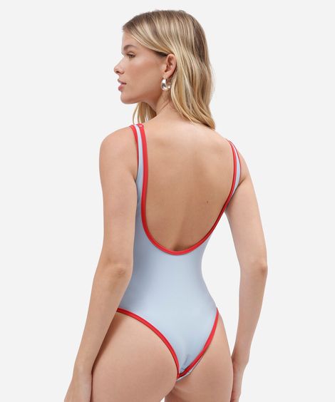 maiô feminino bicolor com decote u azul