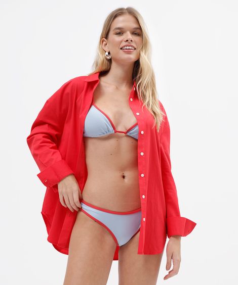 biquíni calcinha tanga feminino bicolor azul