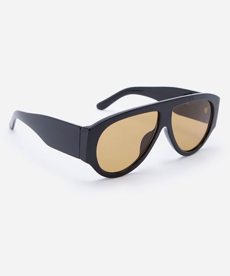óculos de sol maxi aviador feminino de acetato preto