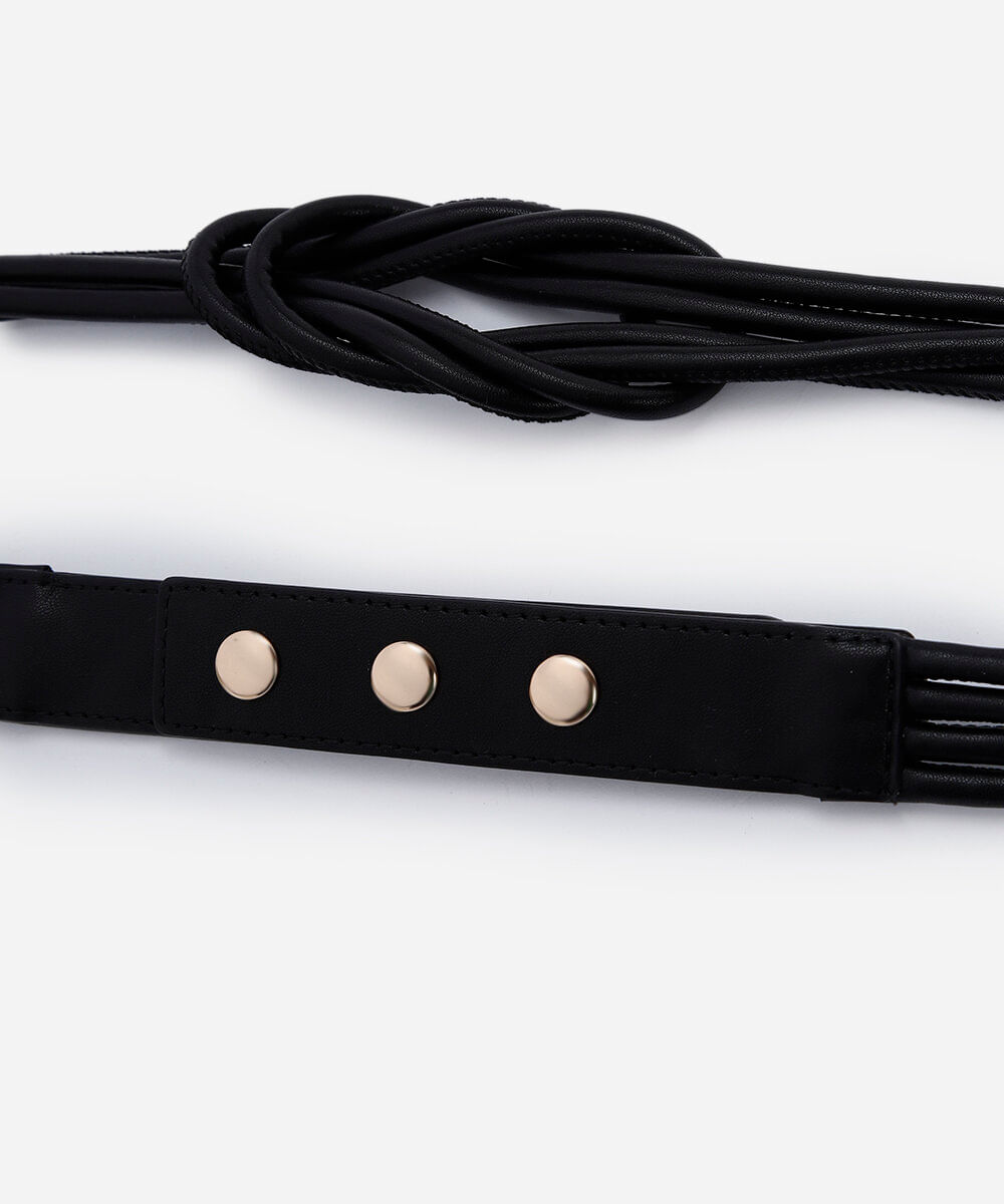 cinto feminino médio com detalhe de nó preto