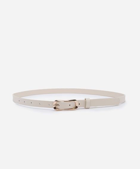 cinto feminino fino com fivela orgânica de metal off white