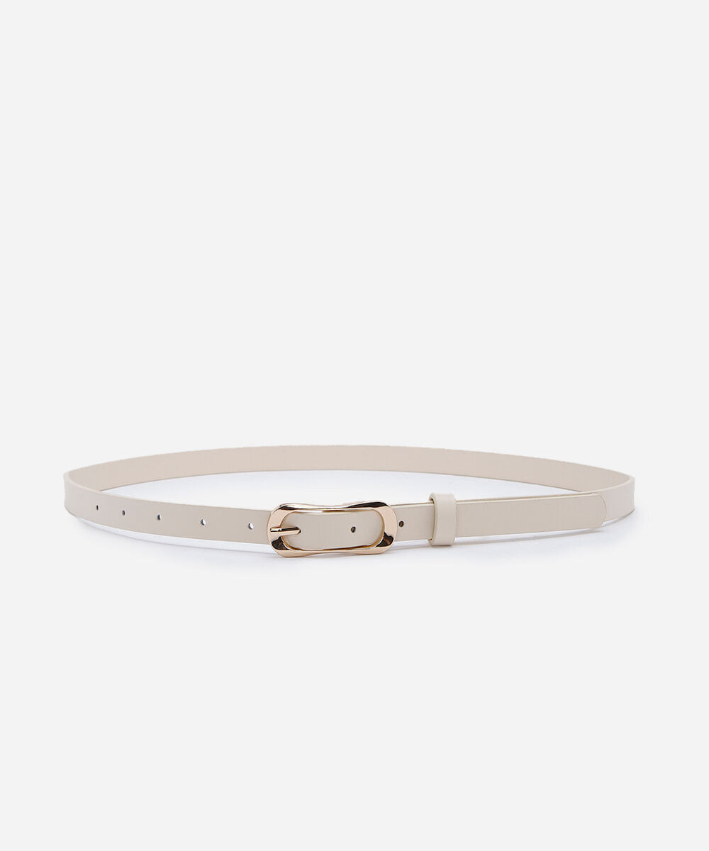 cinto feminino fino com fivela orgânica de metal off white