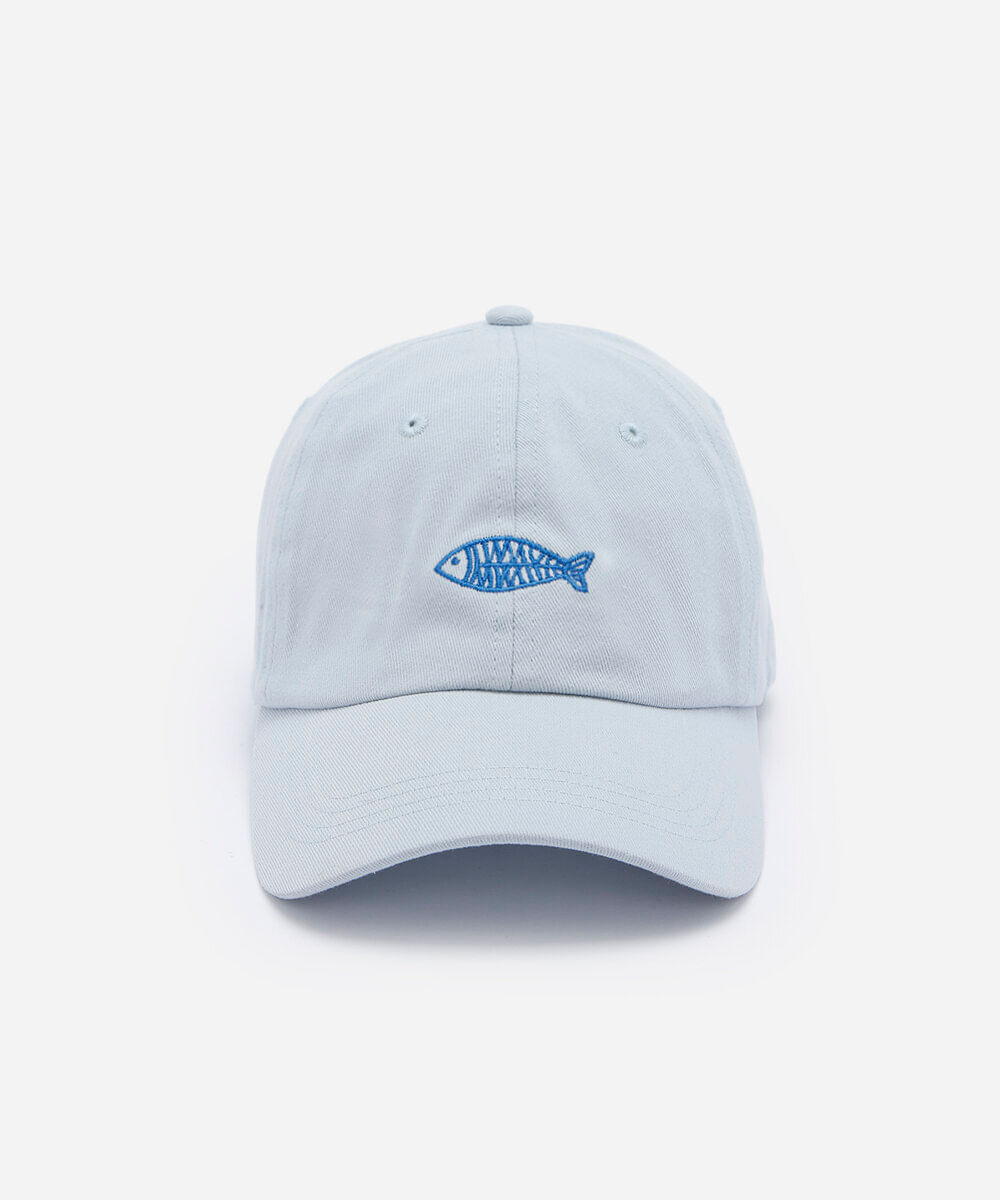 boné feminino de sarja lavada com bordado e aba curva azul