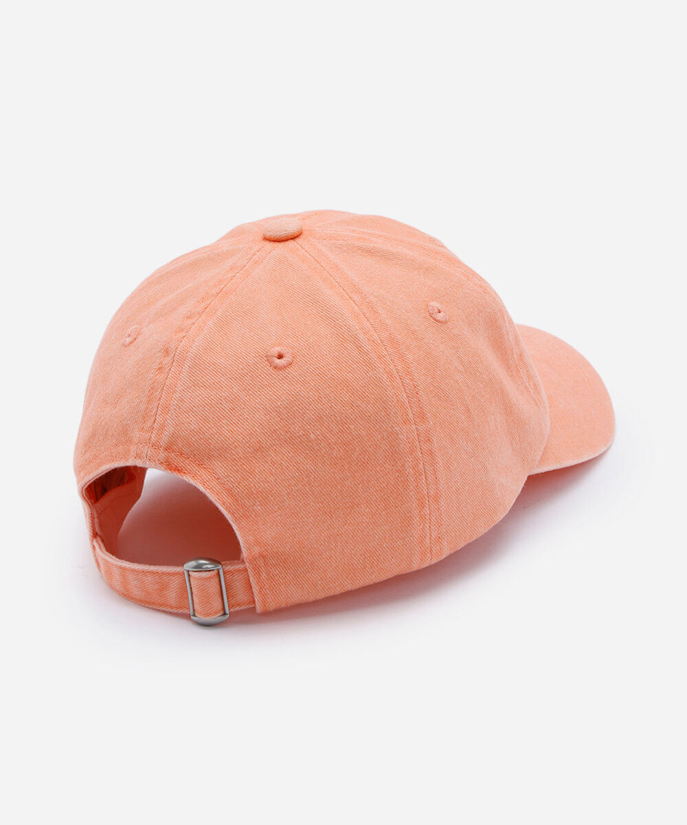 boné feminino aba curva de sarja lavada com bordado laranja