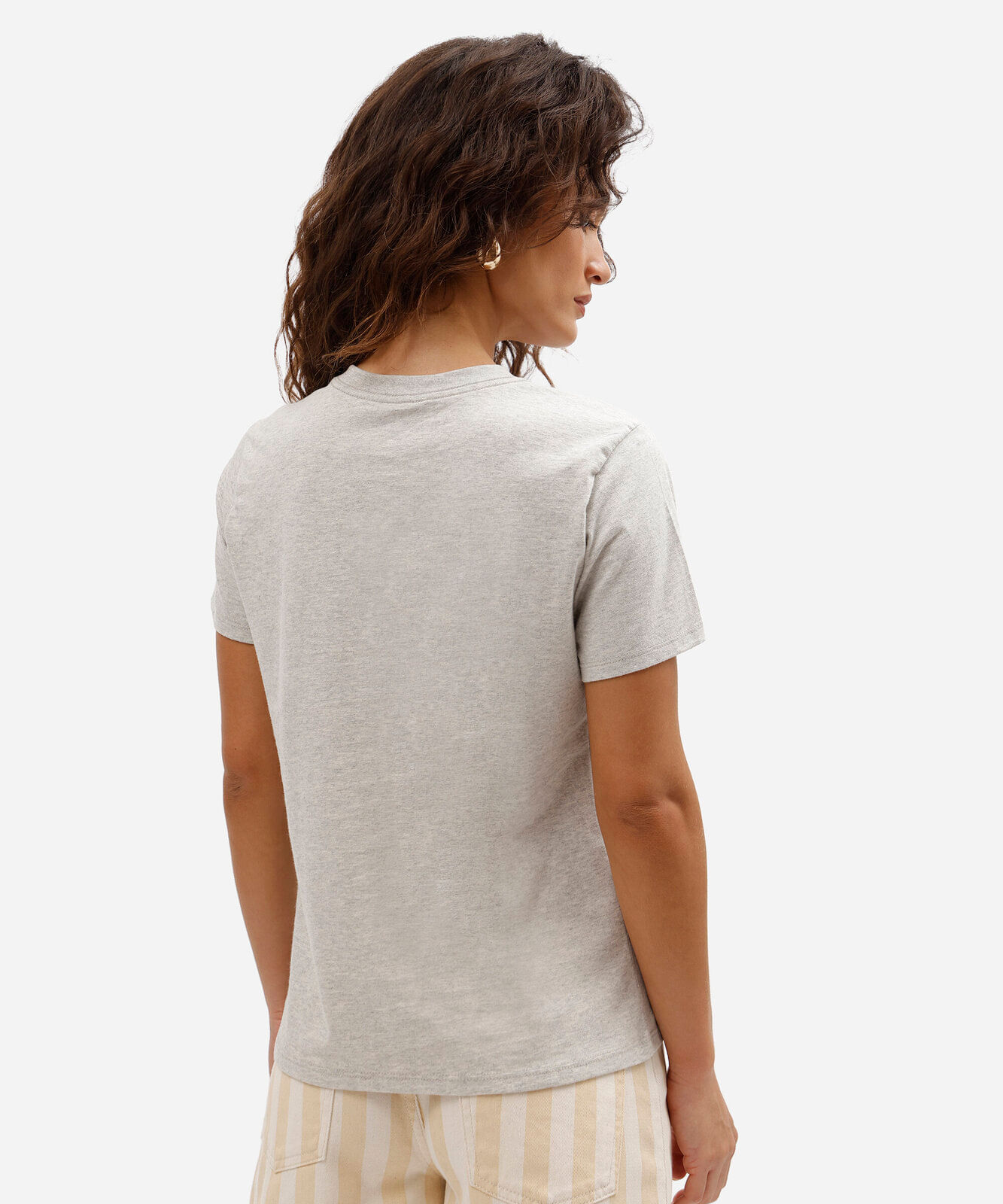 camiseta feminina com algodão manga curta estampada cinza