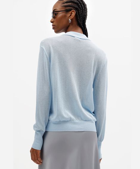 cardigan feminino de tricot azul