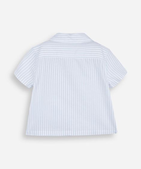 camisa infantil listrada de algodão com bolso mickey azul
