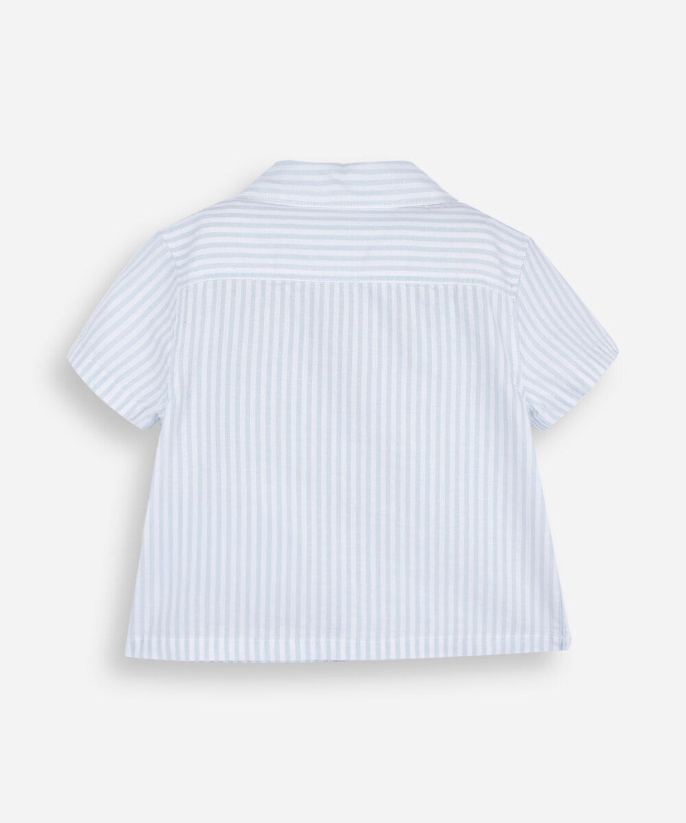 camisa infantil listrada de algodão com bolso mickey azul