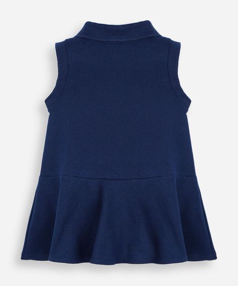 vestido infantil polo sem mangas de malha piquet azul