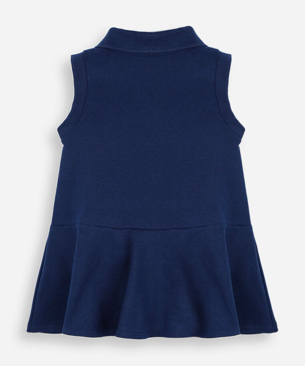 vestido infantil polo sem mangas de malha piquet azul