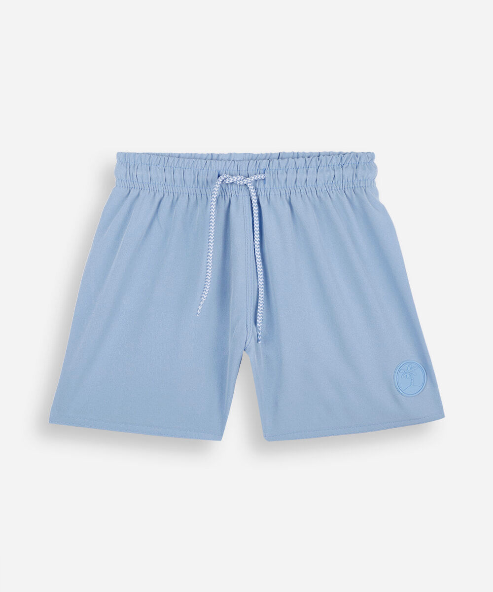 short boardshort infantil cós com elástico e cordão azul