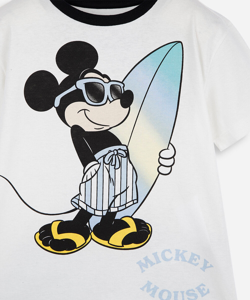 pijama curto infantil de algodão mickey disney com brinde off white