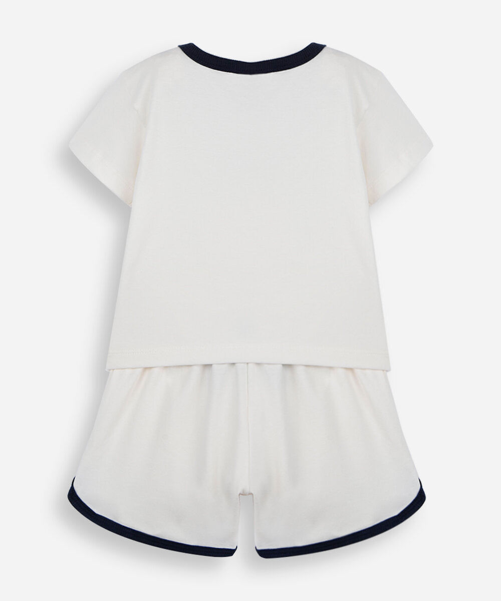pijama curto infantil de algodão guerreiras kpop off white