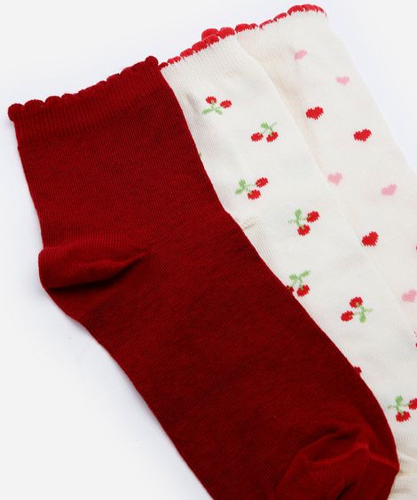 kit feminino de 5 pares de meias cano alto de algodão estampadas colorido