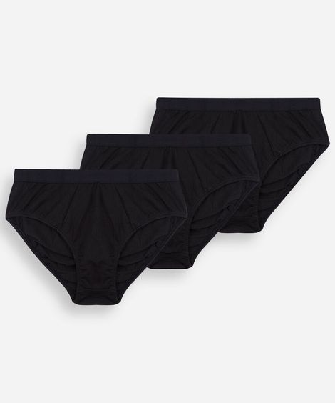kit de 3 cuecas slip masculinas em algodão peruano preto
