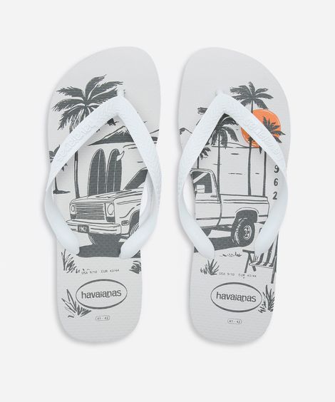 chinelo masculino havaianas top estampado branco