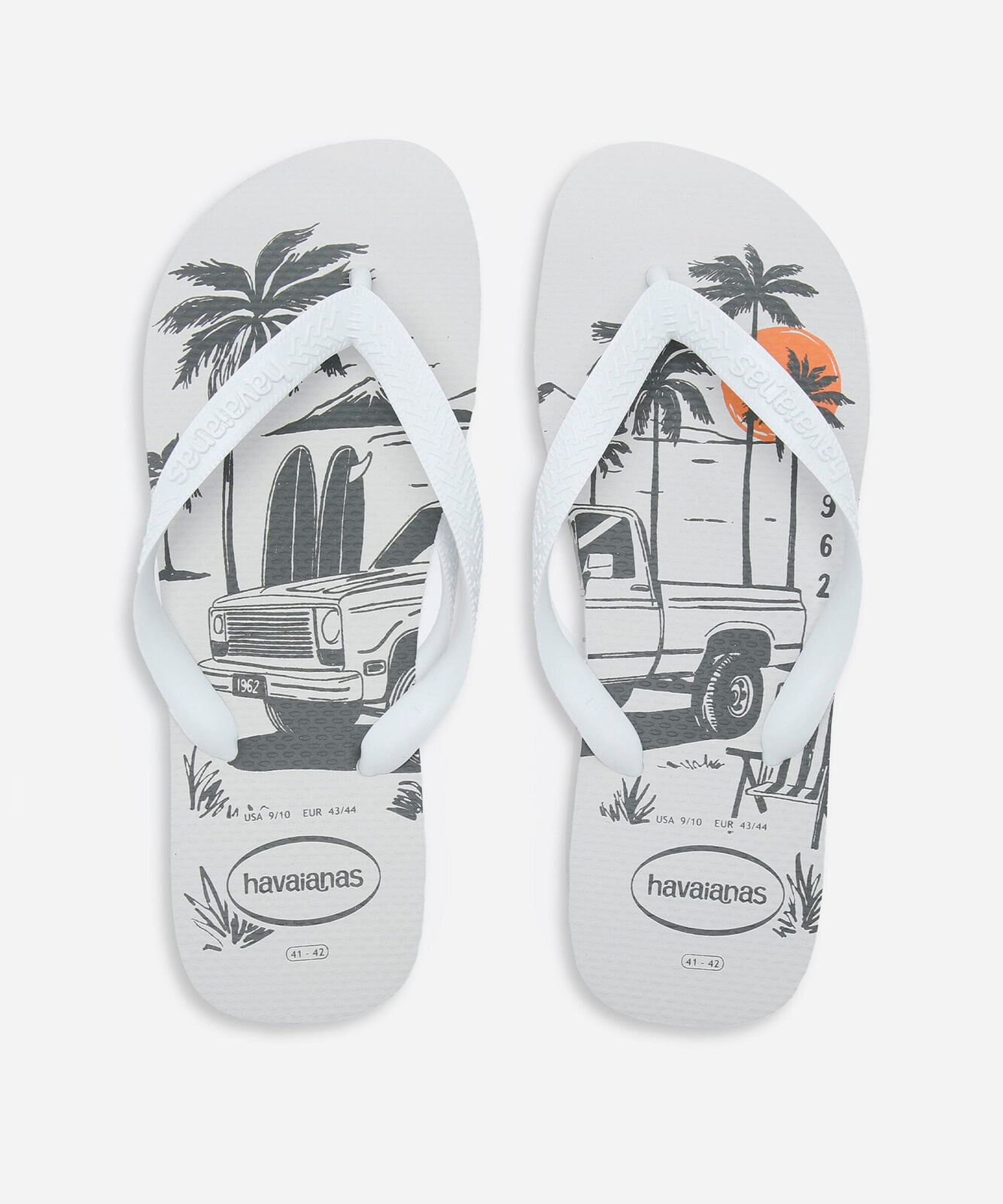 chinelo masculino havaianas top estampado branco