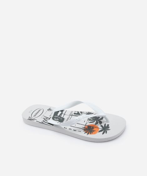 chinelo masculino havaianas top estampado branco