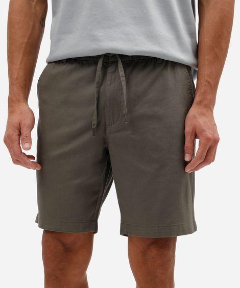 bermuda masculina de sarja cós elástico com bolso verde