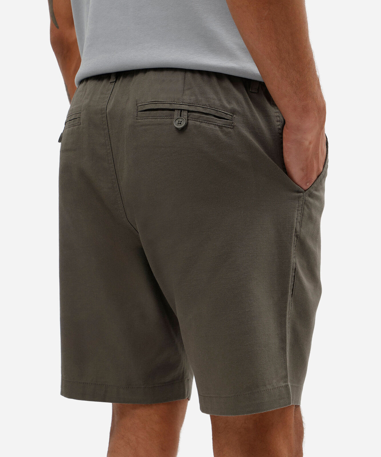 bermuda masculina de sarja cós elástico com bolso verde