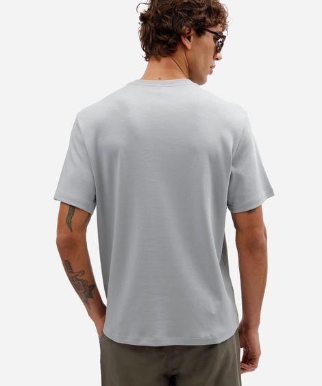 camiseta masculina comfort de malha interlock lisa azul