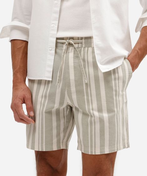 bermuda jogger masculina de sarja listrada verde