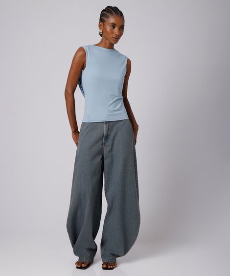 calça balloon feminina jeans dirty mindset azul