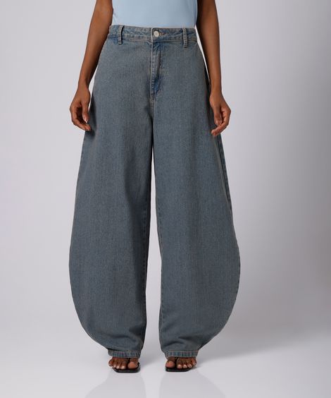 calça balloon feminina jeans dirty mindset azul