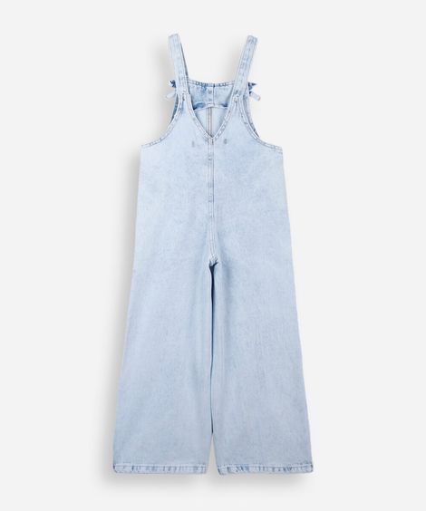 jardineira infantil jeans com bordados julia faria e mickey e amigos azul