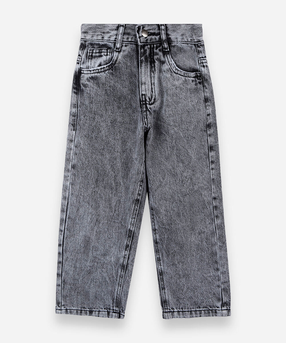 calça infantil baggy jeans estonada julia faria e mickey e amigos cinza