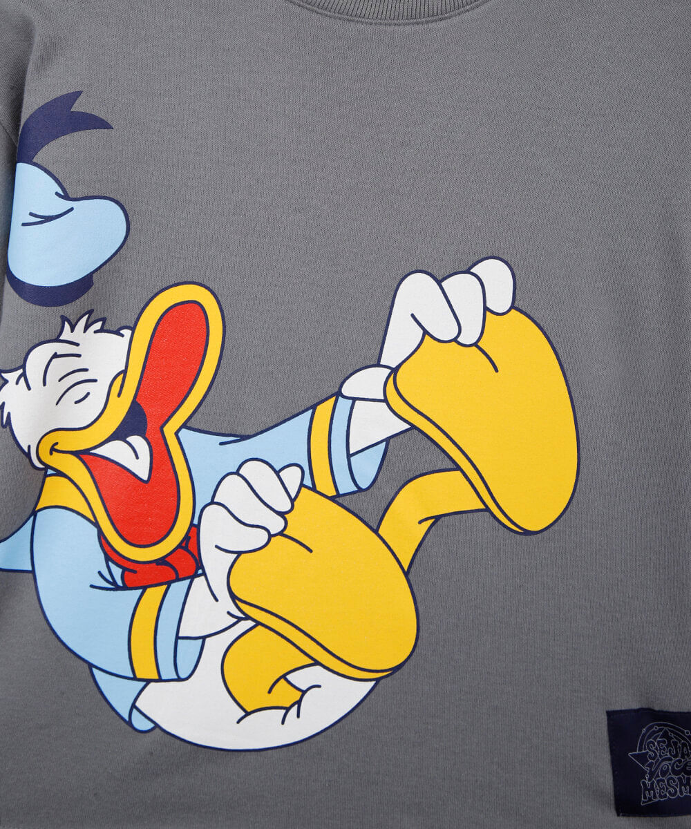 camiseta infantil com algodão manga curta julia faria e mickey e amigos cinza