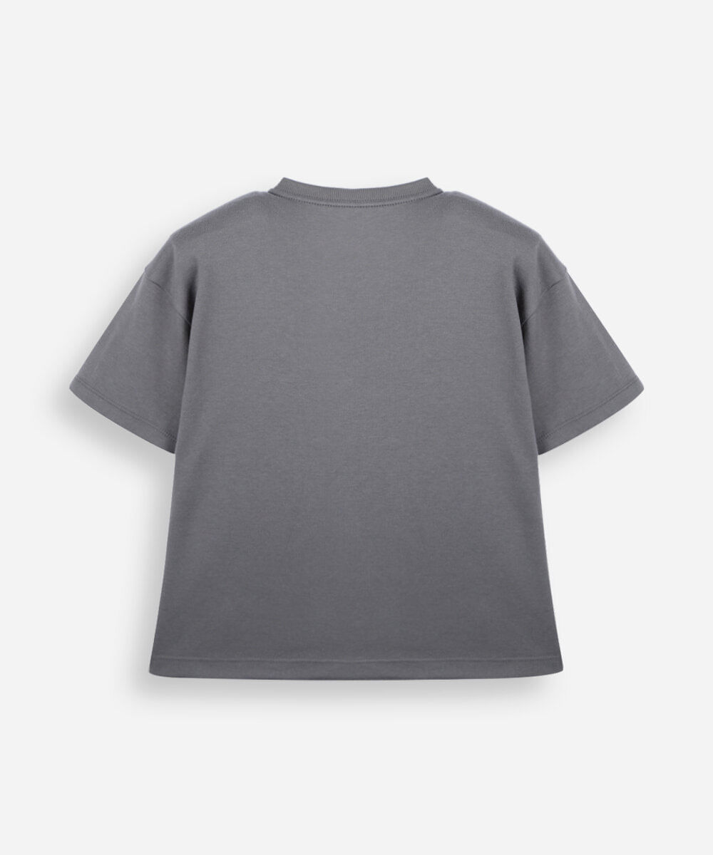 camiseta infantil com algodão manga curta julia faria e mickey e amigos cinza