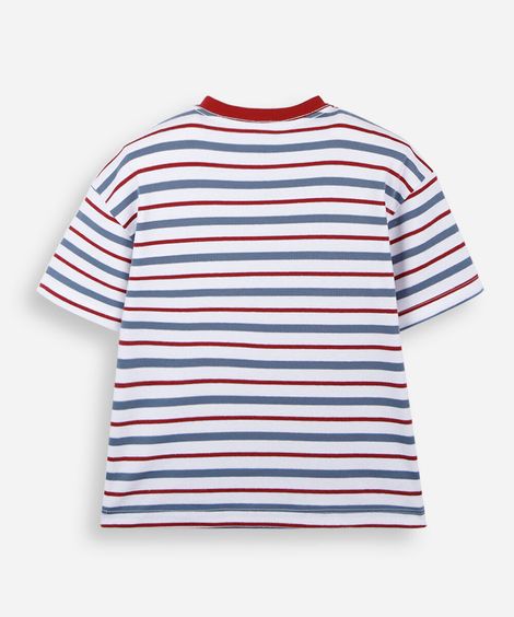 camiseta infantil com algodão manga curta listrada julia faria e mickey e amigos off white