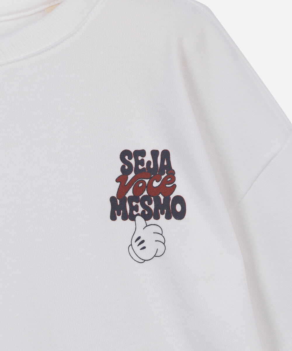 camiseta infantil com algodão manga curta pateta julia faria e mickey e amigos off white