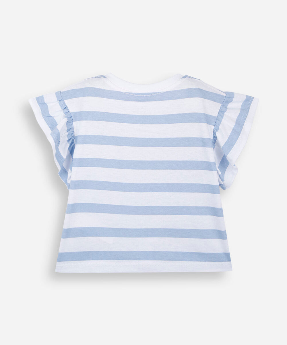blusa infantil de algodão manga curta listrada julia faria e mickey e amigos colorida