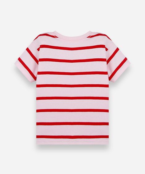 camiseta infantil com algodão manga curta listrada julia faria e mickey e amigos vermelha