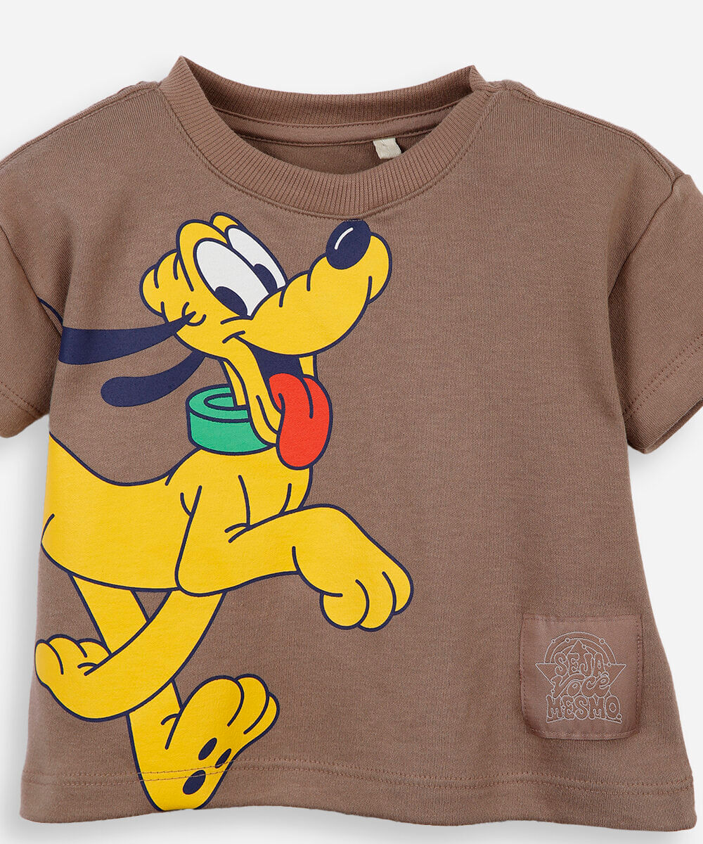 conjunto curto infantil listrado pluto julia faria e mickey e amigos bege