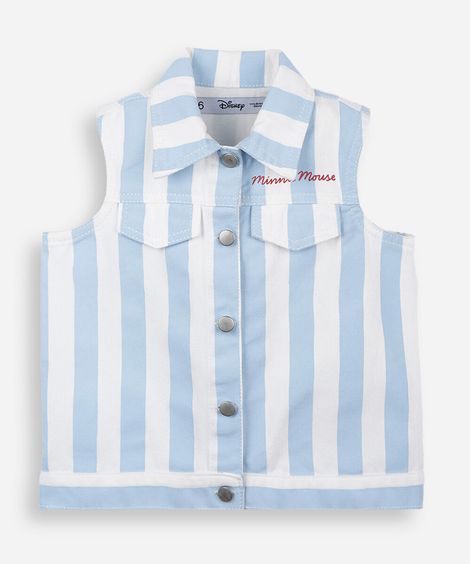 colete infantil de sarja listrado julia faria e mickey e amigos off white